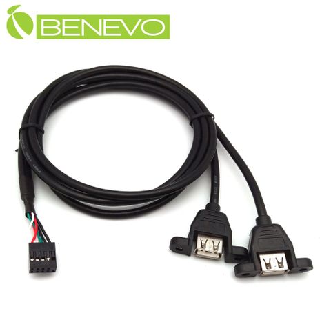 BENEVO可鎖型 1米 PH2.54 9PIN轉雙USB2.0連接線 [BUSB0102AF9P(PH2.54)]