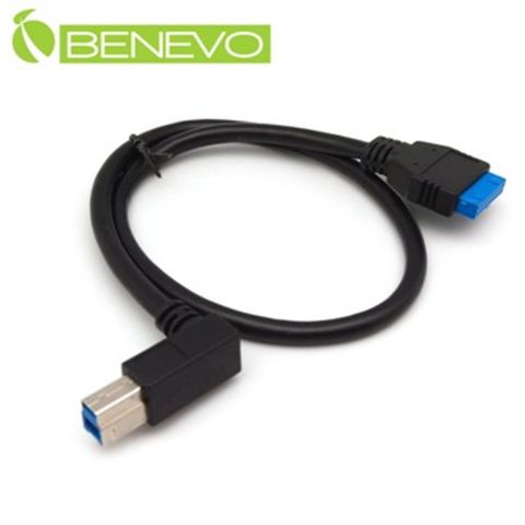 BENEVO 50cm 主機板USB3.0 20PIN轉側彎型USB3.0 B公訊號連接線 (BUSB3050BMR20P)