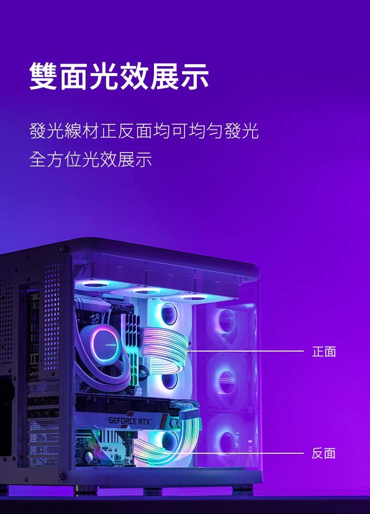 雙面光效展示發光線材正反面均可均勻發光全方位光效展示正面GEFORCE RTX反面