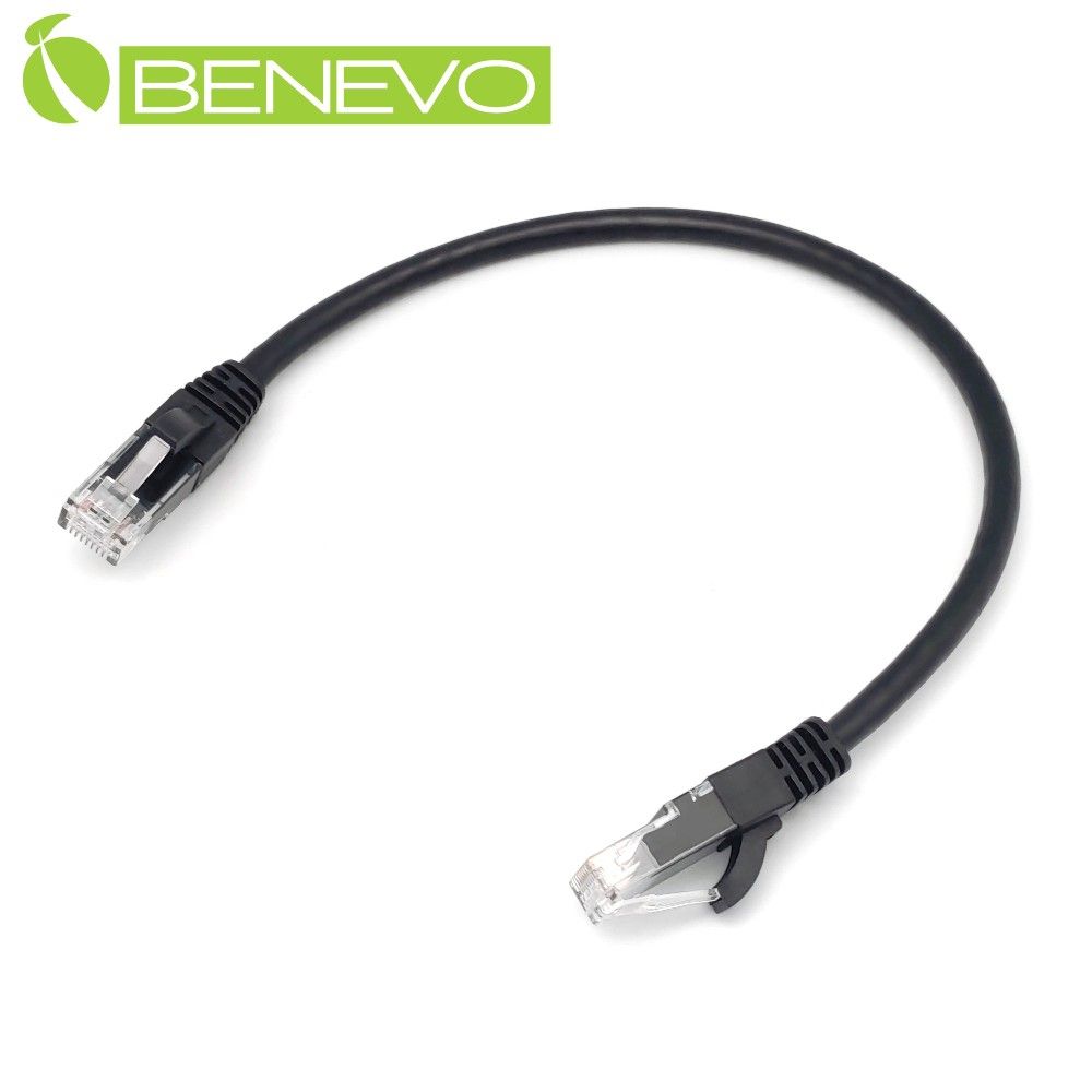 Benevo  30cm Cat5e UTP純銅短網線 [BCAT5001(30cm黑)]