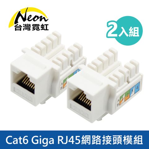 台灣霓虹 Cat.6 Giga RJ45網路接頭模組2入組  超五類 六類 模塊