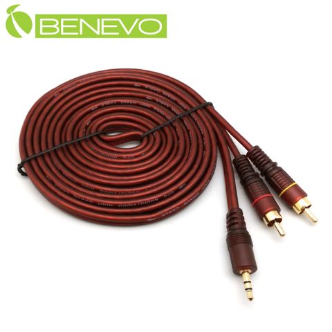 Benevo 3米 3.5mm立體聲轉雙RCA/梅花接頭聲音連接線 (BAC0300MM棕)