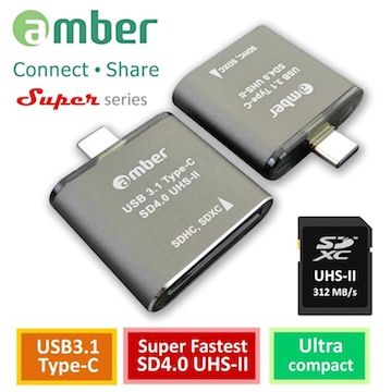 ★新版晶片支援SDXC卡、SDHC卡最佳選擇★【京徹】amber 極速SD4.0讀卡機OTG USB 3.1 Type-C to SD4.0 UHS-II reader/ writer_312 MB/s