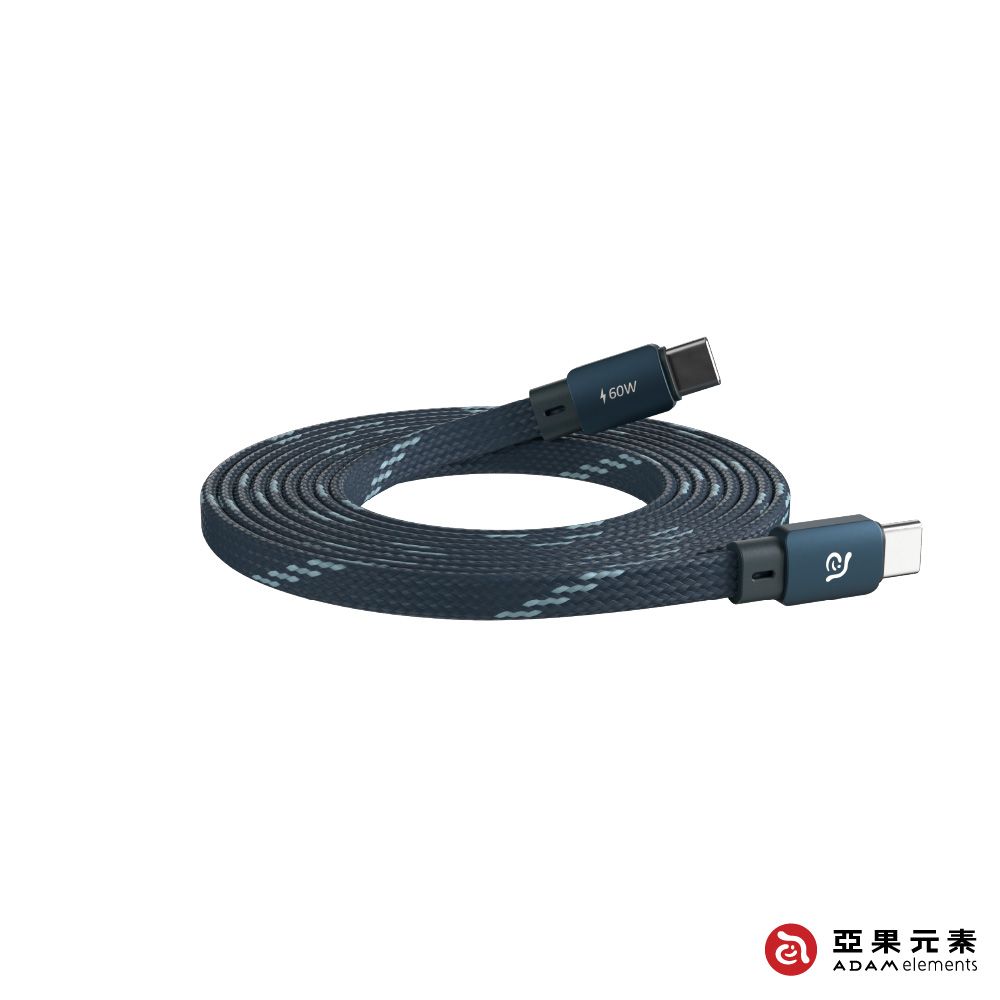 Adam 亞果元素 CASA MF100 USB-C 對 USB-C 60W 磁吸充電扁線