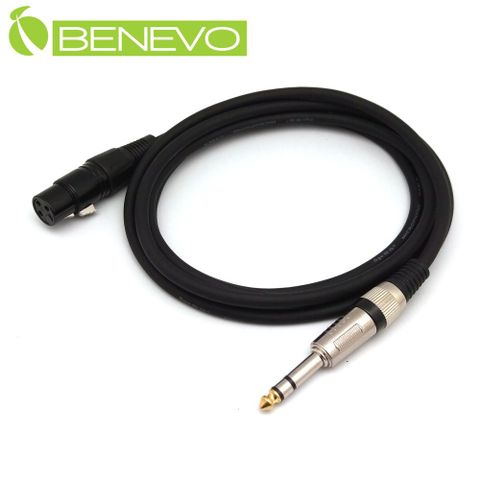 BENEVO 2米 6.3MM公頭轉XLR(Cannon接頭)母頭 平衡式音訊連接線 (BAU02026MXF)