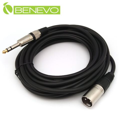 Benevo 5米 6.3MM公頭轉XLR(Cannon接頭)公頭 平衡式音訊連接線 (BAU05026XM)