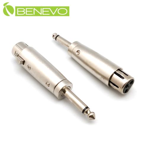 BENEVO 6.3MM公頭轉XLR(Cannon接頭)母頭 音訊轉接頭 (BAU6MXFM)