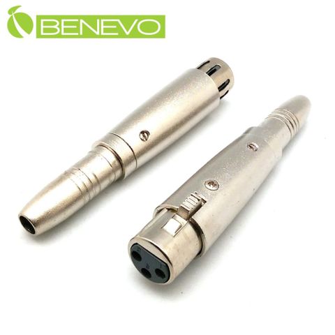 Benevo 6.3MM母頭轉XLR(Cannon接頭)母頭 音訊轉接頭 (BAU6XF)