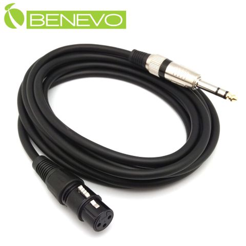 Benevo 3米 6.3MM公頭轉XLR(Cannon接頭)母頭 平衡式音訊連接線 (BAU03026MXF)