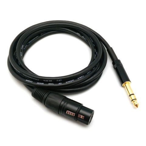 Benevo 2米 6.3MM公頭轉XLR(Cannon接頭)母頭 非平衡式音訊連接線 (BAU02026MXF黑)