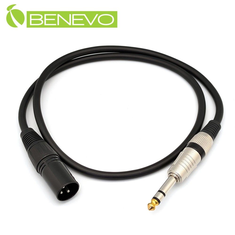 Benevo 70cm 6.3MM公頭轉XLR(Cannon接頭)公頭 平衡式音訊連接線 (BAU00726XM)