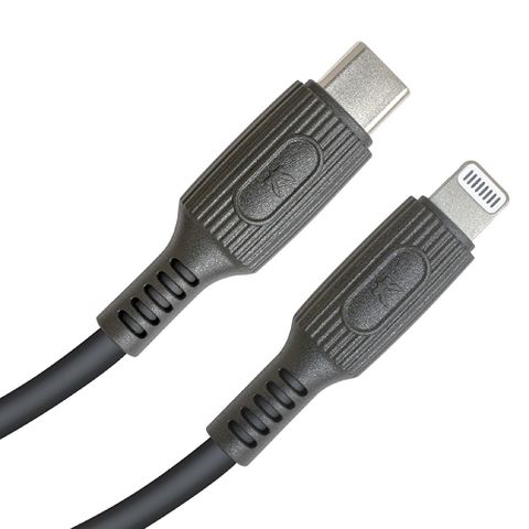 【KYOHAYA】Type-C to Lightning 日本同步馬卡龍色系親膚充電線(日本進口充電線) 石墨黑