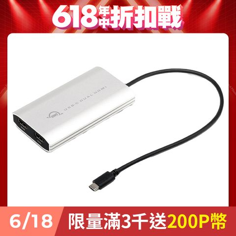 OWC DisplayLink USB-C 雙 HDMI 4K 輸出轉接器