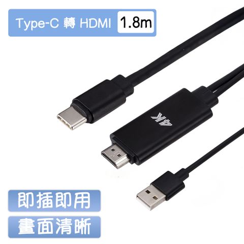 Type-C to HDMI 影音轉接線-1.8M