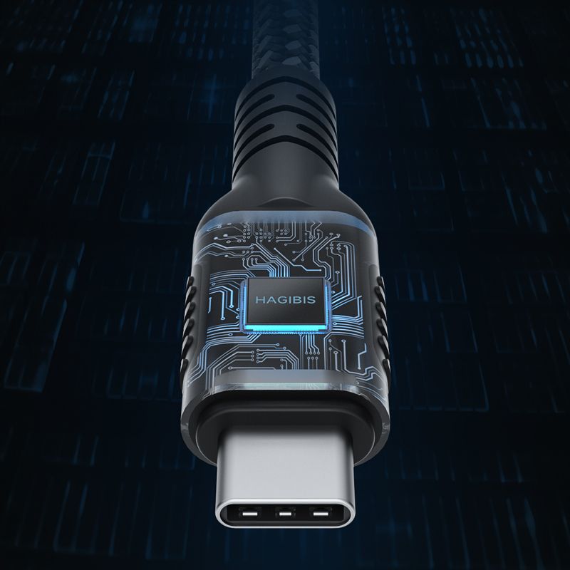 HAGiBiS 海備思 合金接頭石墨烯屏蔽編織線Type-C to C USB 4傳輸線-直頭款2M(UC4Z-2M)