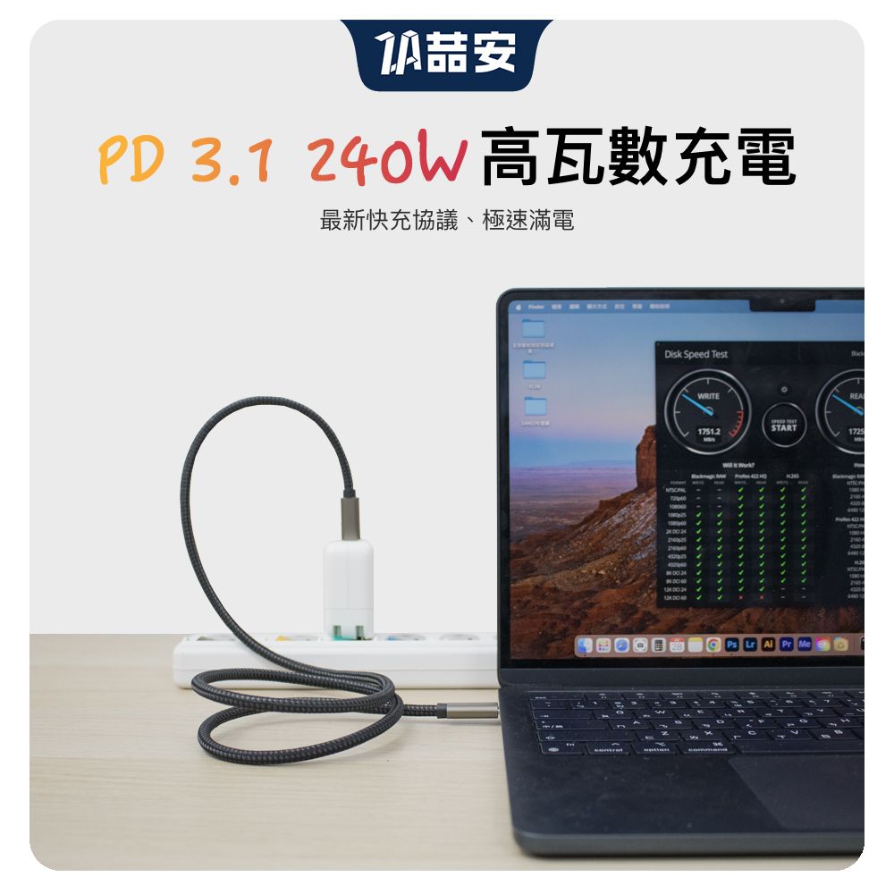 ZA 喆安 USB4/3.2 Gen2 20G Type-C to Type-C編織快充電線 USB-C to Type-C傳輸線 適用平板/筆電/桌機/外接硬碟