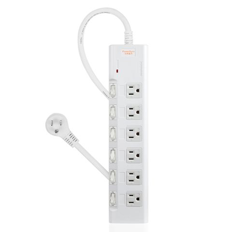 ★群加包爾星克 六孔六切防雷擊磁鐵延長線 2.7M(PWS-EMS6627)