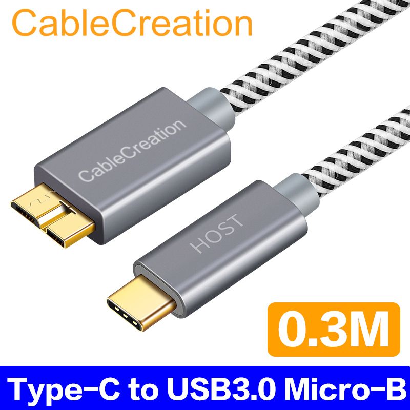 CableCreation  0.3米 Type-C 轉 USB3.0 Micro-B線  2入組(CC0755-GX2)