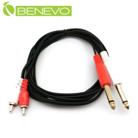 BENEVO 3M 雙6.35mm公頭轉雙RCA公頭音訊轉接線