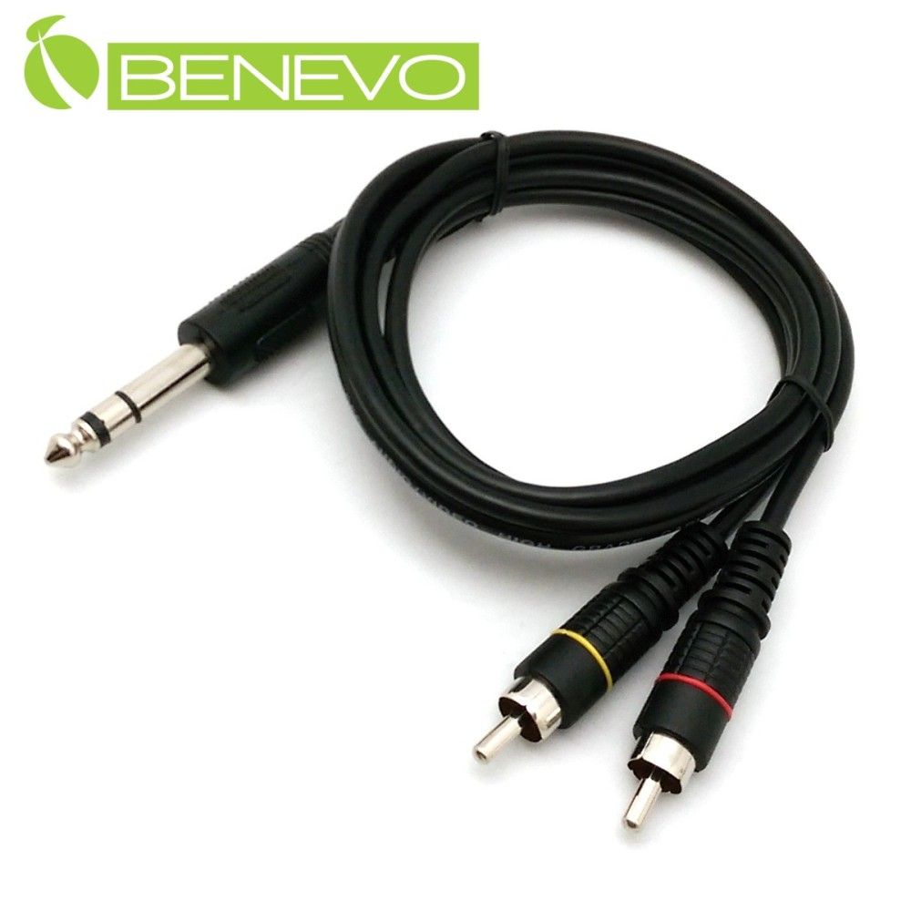 Benevo  1米 6.35mm立體聲轉雙RCA/梅花接頭聲音連接線 (BAU01006RM2)