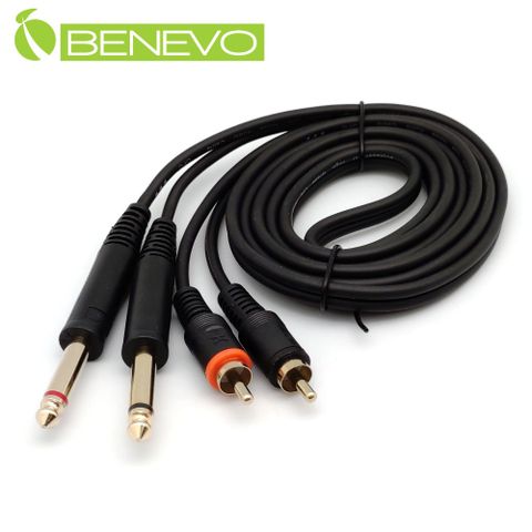 BENEVO 1.5米 雙6.35mm公頭轉雙RCA公頭音訊轉接線