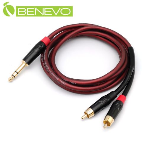 Benevo 2米 6.35mm立體聲轉雙RCA/梅花接頭聲音連接線 (BAU02006RM2B)