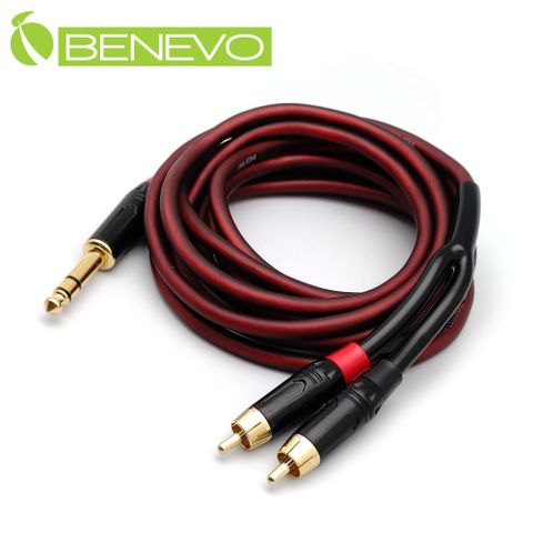 Benevo 3米 6.35mm立體聲轉雙RCA/梅花接頭聲音連接線 (BAU03006RM2B)