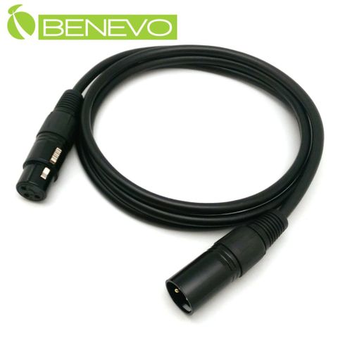 Benevo 1.5米 XLR(Cannon接頭)公對母 平衡式音訊連接線 (BAU0150XMF黑)