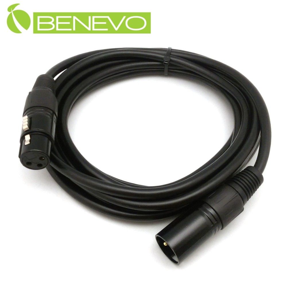 Benevo  3.5米 XLR(Cannon接頭)公對母 平衡式音訊連接線 (BAU0350XMF黑)