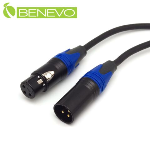 Benevo 1.5米 XLR(Cannon接頭)公對母 平衡式音訊連接線 [BAU0150XMF(藍)]