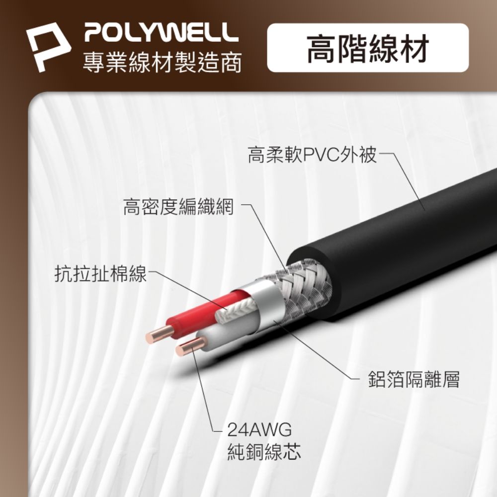 POLYWELL 寶利威爾 XLR Cannon音源線 公對母 麥克風延長線 /1M