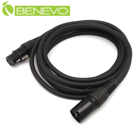 BENEVO 3M XLR(Cannon接頭)公對母音訊連接線 (BAU0300XMF黑)