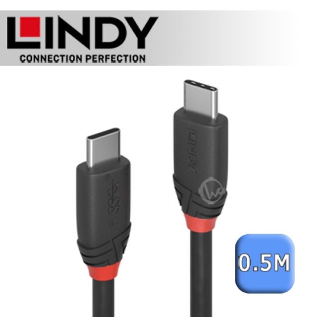 LINDY 林帝   Black USB 3.2 Gen 2x2 Type-C 公 to 公 傳輸線 0.5m (36905)