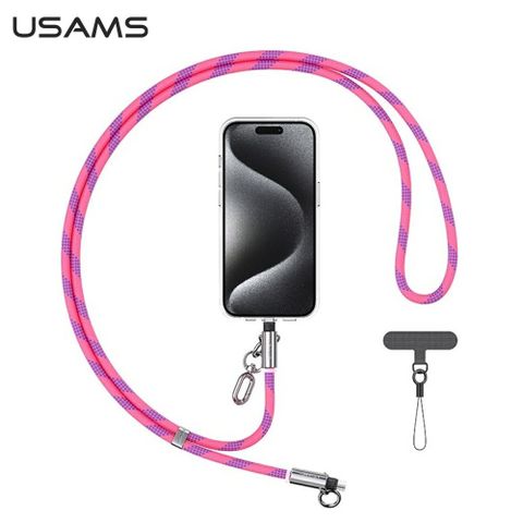USAMS Type-C To Lightning 30W 手機掛繩線 粉色 1.2M