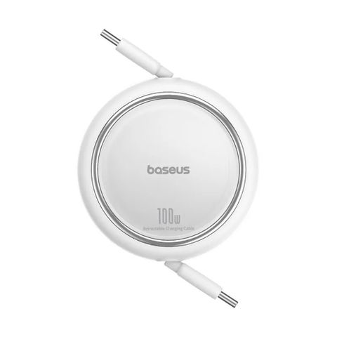 Baseus倍思 明鏡 Mini 系列 C to C 100W 伸縮充電傳輸線 1M 皓月白