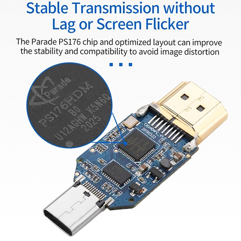 Bill Case 高階 4K 60Hz Type C 母 轉 HDMI 公 迷你影音轉接頭   鈦灰