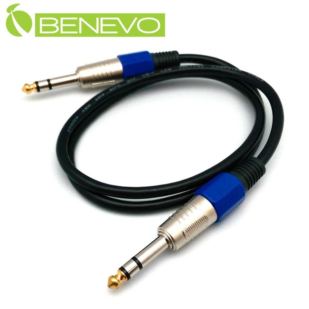 Benevo  50cm TRS型式6.3mm公對公雙聲道/平衡聲音連接線 (BAU00526MM)