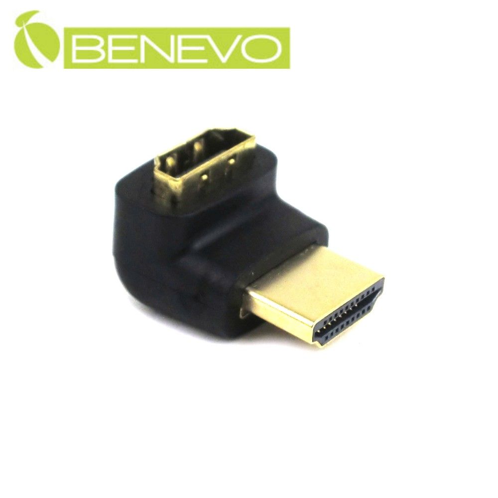 Benevo 上彎型 鍍金版HDMI公對母直角轉接頭 (BHDMIANGLU)