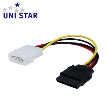 UNI STAR SATA電源線 大4P公轉15P公(SATA4P-1P15)