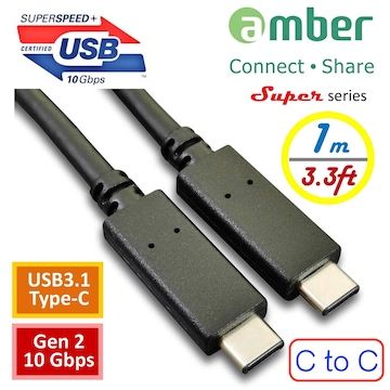 Amber 崴寶 【京徹】 USB-IF認證USB 3.1 Gen2 (10 Gbps) Type-C對Type-C傳輸充電線_1M Power Delivery (PD)&e-mark IC