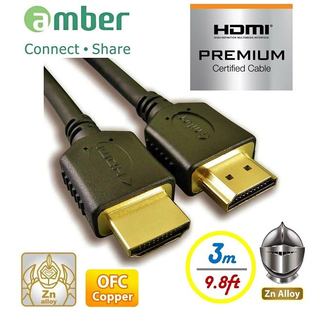 Amber 崴寶 【京徹】【PREMIUM HDMI 2.0b認證】OFC無氧銅極品優質高速HDMI 4K傳輸線高階影音專用指定線-【3M】