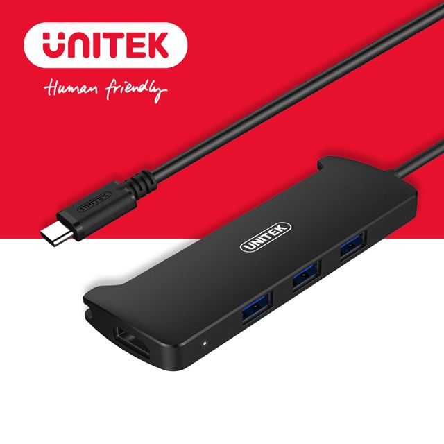 UNITEK 優越者  Type-C 轉 HDMI 3port Hub  USB3.1Gen1 雙功能集線器 (Y-V300ABK)