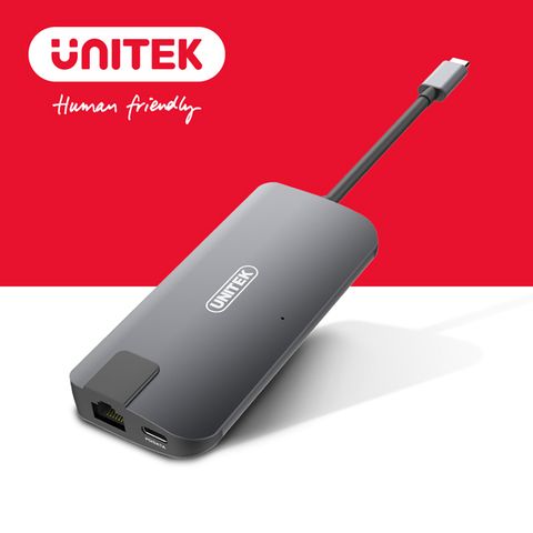 UNITEK Type-C 轉HDMI/ VGA/ 網卡/PD充電USB-A USB 3.1 多功能集線器 (Y-DK09016-GY)