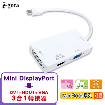 i-gota Mini DP轉DVI+HDMI+VGA 3合1轉接器(MDP-NCU150)