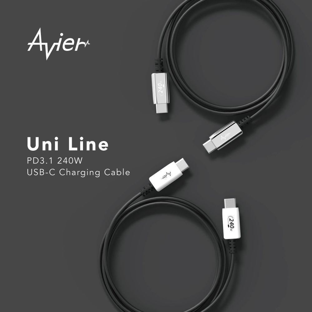 Avier Uni Line PD3.1 240W USB-C 高速充電傳輸線 1.2M