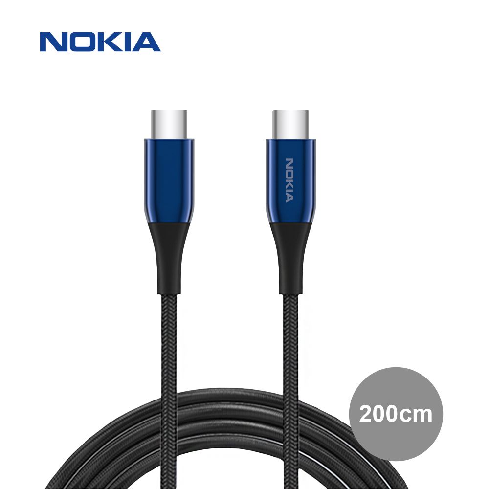 Nokia 諾基亞   Type-C to Type-C 經典極速充電線_海軍藍 P8201C BU