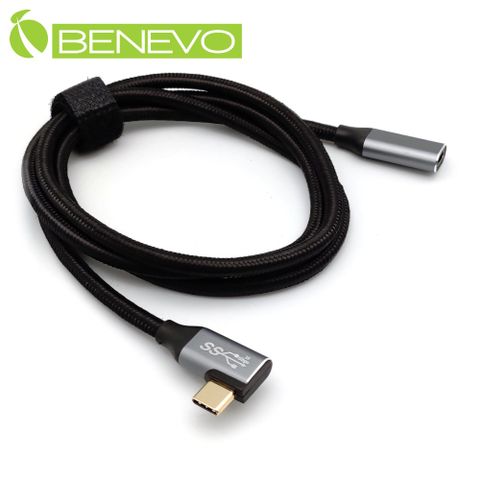 BENEVO 側彎型 1米 USB3.1 Gen2 Type-C公對母訊號延長線(10Gbps/PD100W) [BUSB3100CMFL(E100W)]