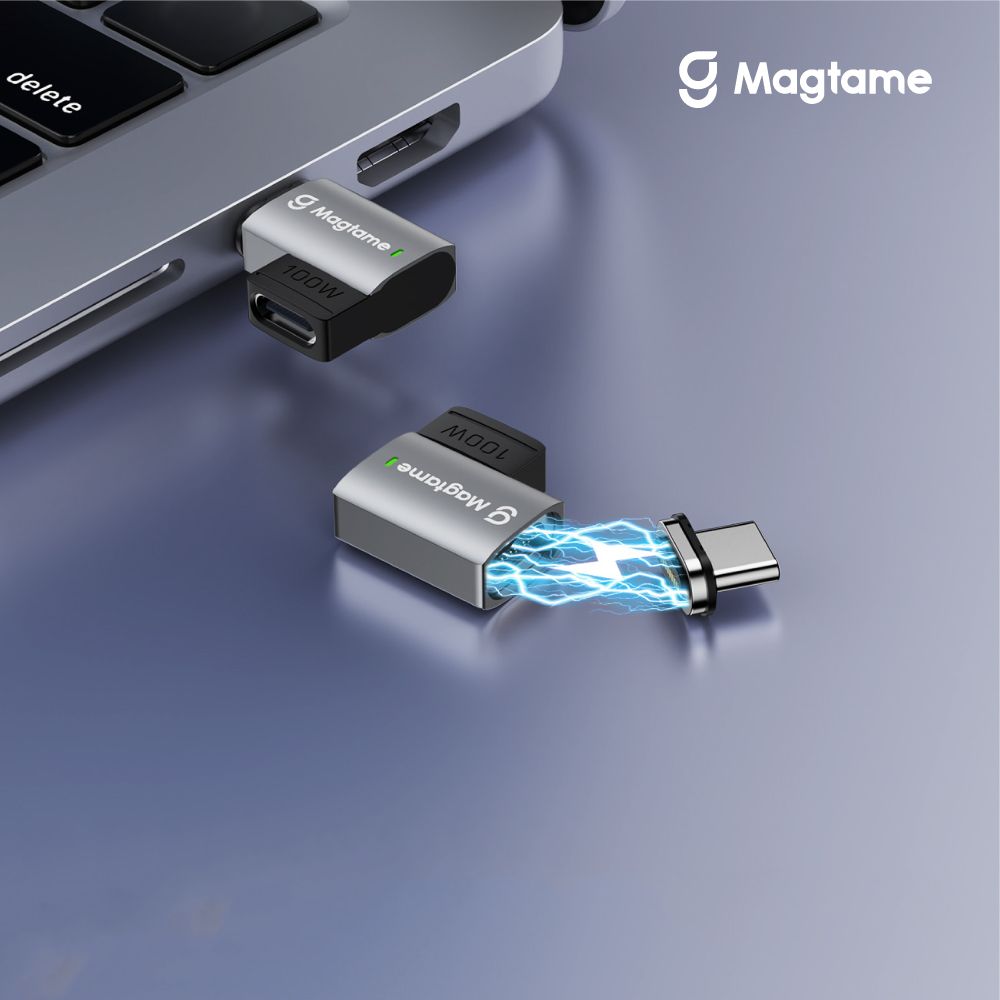 Magtame USB-C 100W PD磁性轉接頭-90度款 TZ68