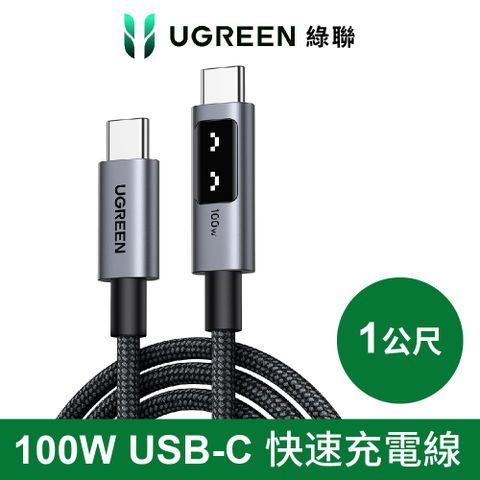 綠聯 Type C to Type C 小機器人充電線 1公尺 PD快充線 100W 傳輸線