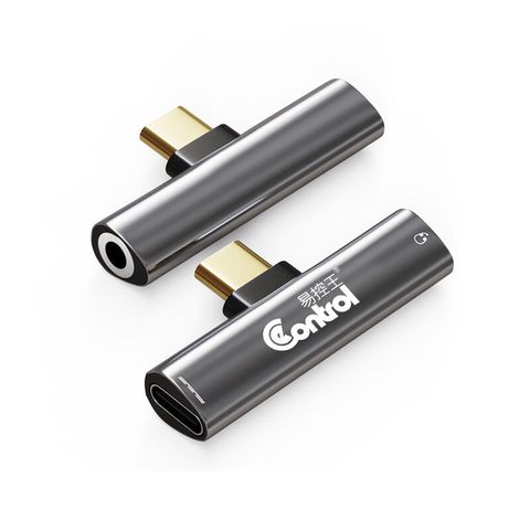 【易控王】Type-C公轉Type-C母+3.5mm音訊母轉接頭 PD+QC60W快充 磨砂鋁合金外殼 (40-757)